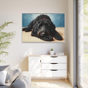 Black Doodle Dog Framed Canvas Art: Whimsical Home Decor image 5