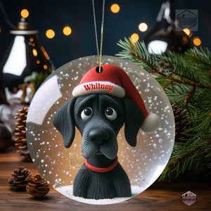 Black Great Dane Dog Ornament - Clay Style Illustration