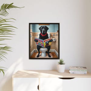 Funny Black Lab Canvas Print: Dog Magazine Bathroom Wall Art image 9