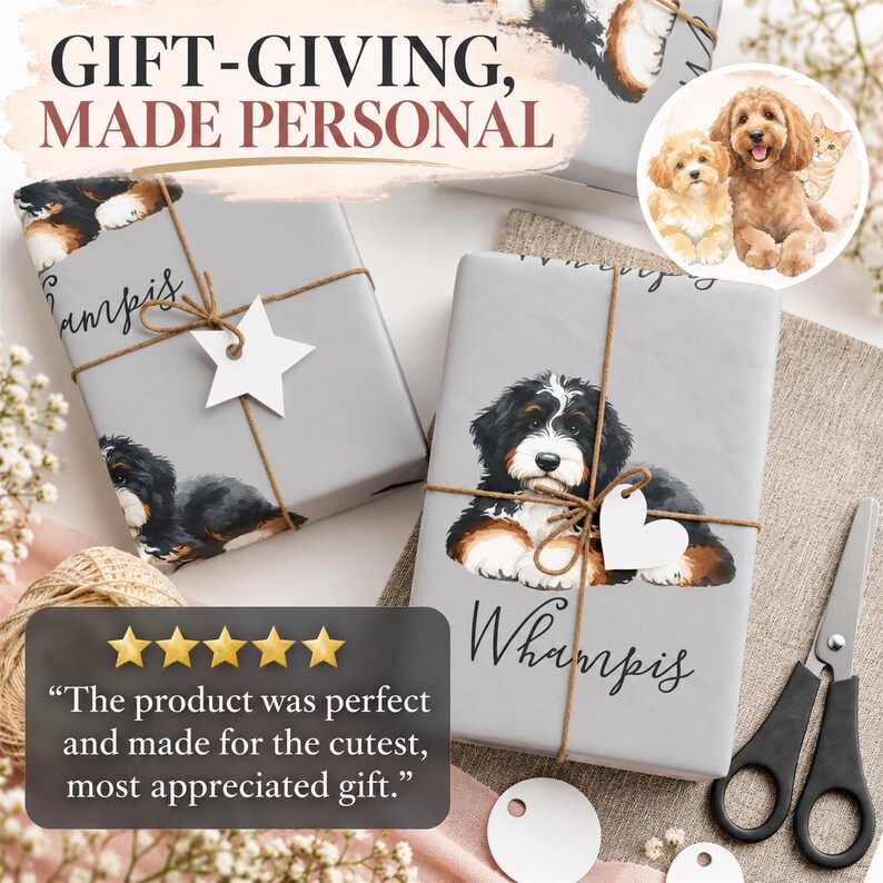 Personalized Goldendoodle Snow Globe Themed Ceramic Ornament Design is Printed on Both Sides image 20