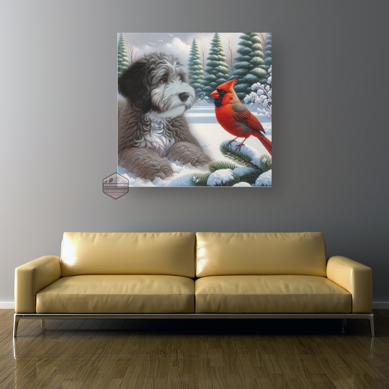Goldendoodle canvas art, dog portrait wall art, goldendoodle decor, large canvas print, pet lover gift, gentle dog gaze art, 6x6 to 36x36 portrait, cotton fabric artwork, home decor canvas, animal art prints, detailed dog painting, goldendoodle lover