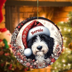 Vintage look Bernedoodle Ornament