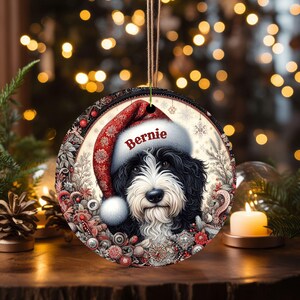 Vintage look Bernedoodle Ornament
