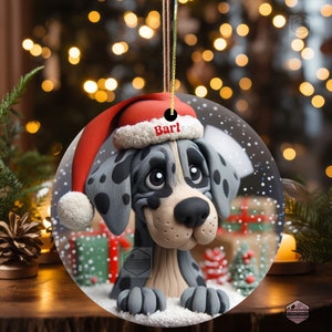 Merle Great Dane Clay Illustration Style Ornament