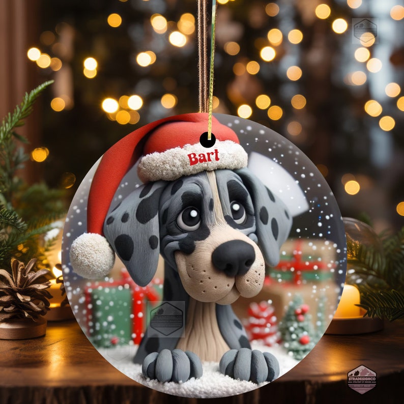 Merle Great Dane Clay Illustration Style Ornament