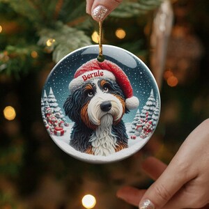 Personalized Dog Christmas Ornament, Custom Pet Holiday Decoration, Cute Dog in Santa Hat, Unique Christmas Gift, Pet Lover Ornament