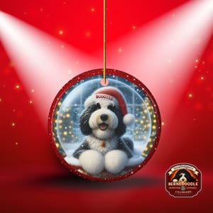 Custom Dog Ornament, Sheepadoodle Snow Globe Design (Sublimation, Ceramic) - Personalized Keepsake Gift, Holiday Tree Decor image 12