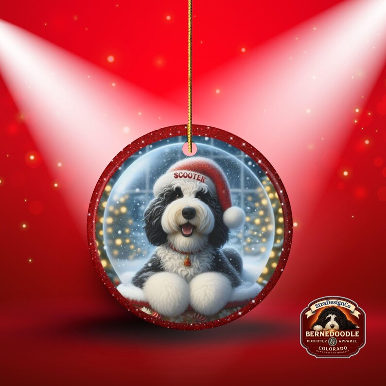 Custom Dog Ornament, Sheepadoodle Snow Globe Design (Sublimation, Ceramic) - Personalized Keepsake Gift, Holiday Tree Decor image 12