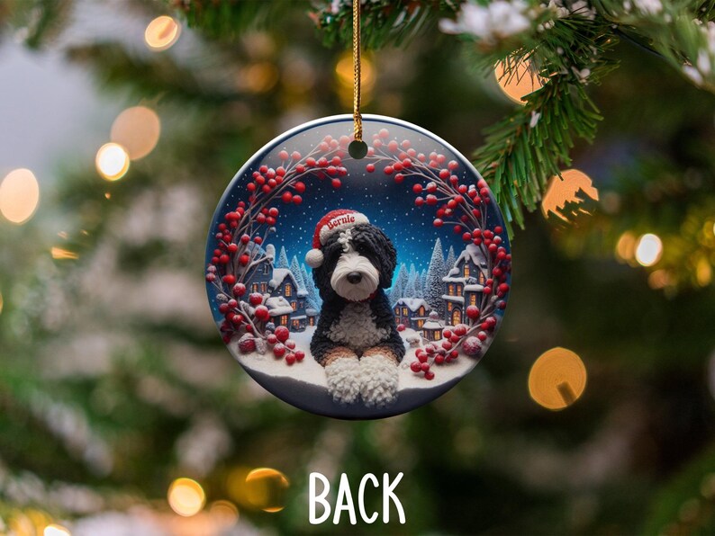 Christmas Dog Ornament, Cute Holiday Decoration, Winter Wonderland Scene, Festive Dog Lover Gift, Cozy Christmas Tree Decor