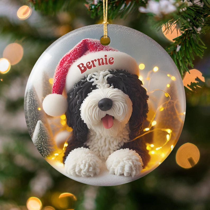 Personalized Christmas Dog Ornament, Custom Pet Memorial Decoration, Unique Holiday Gift for Dog Lovers, Pet Keepsake