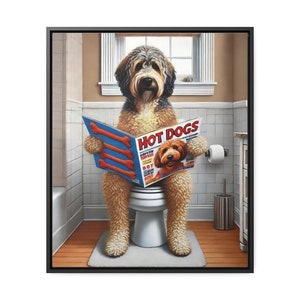 Funny Bernedoodle Toilet Portrait: Bathroom Wall Art, Dog Dad Gift image 4