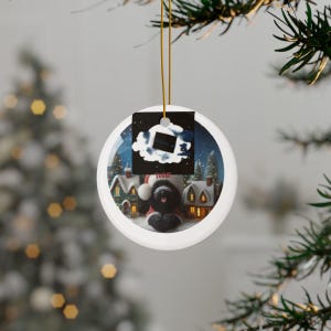 Christmas Bear Ornament, Holiday Tree Decoration, Winter Village Scene, Festive Hanging Ornament, Cute Bear Decor, Xmas Gift