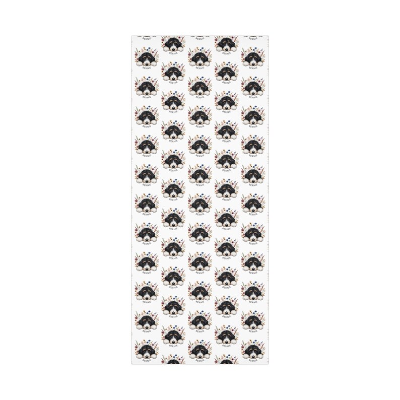 Bernedoodle Gift Wrap, Floral Dog Lover Wrapping Paper image 9