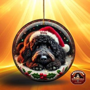 Custom Dog Christmas Ornament, Personalized Pet Ornament, Dog Lover Gift, Cute Dog with Santa Hat, Holiday Tree Decoration