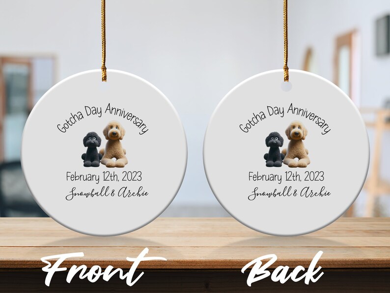 Dog Ornament Custom, Personalized Pet Adoption Keepsake | Ceramic Heirloom - Double Sided - 3 Inch Sublimation Decor image 7