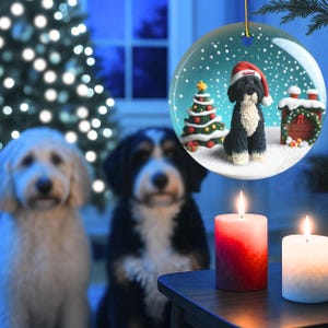 Bernedoodle Ornament, Custom Pet Christmas Decor | Sublimation | 3 Inch 2 Sided Ceramic Heirloom Gift For Dog Lover image 4