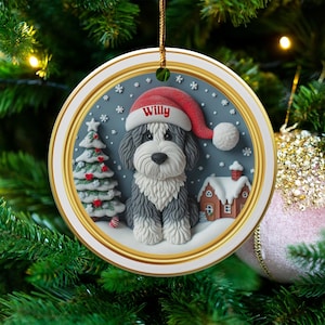 Personalized Dog Christmas Ornament, Custom Pet Holiday Decoration, Dog Lover Gift, Festive Tree Ornament, Xmas Pet Keepsake