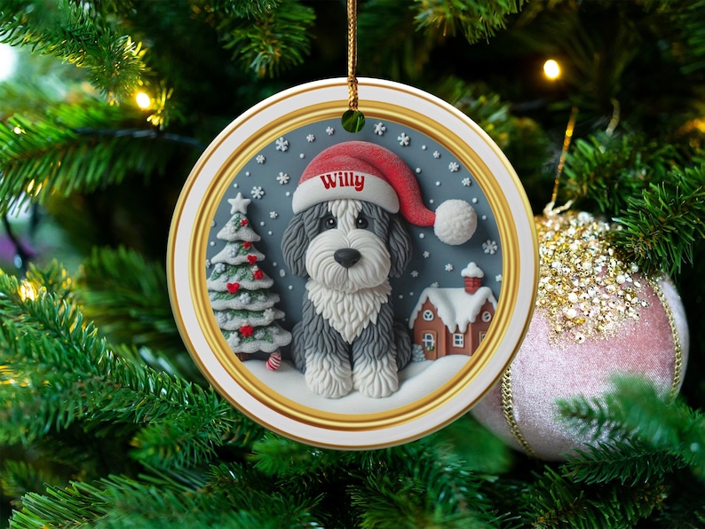 Personalized Dog Christmas Ornament, Custom Pet Holiday Decoration, Dog Lover Gift, Festive Tree Ornament, Xmas Pet Keepsake