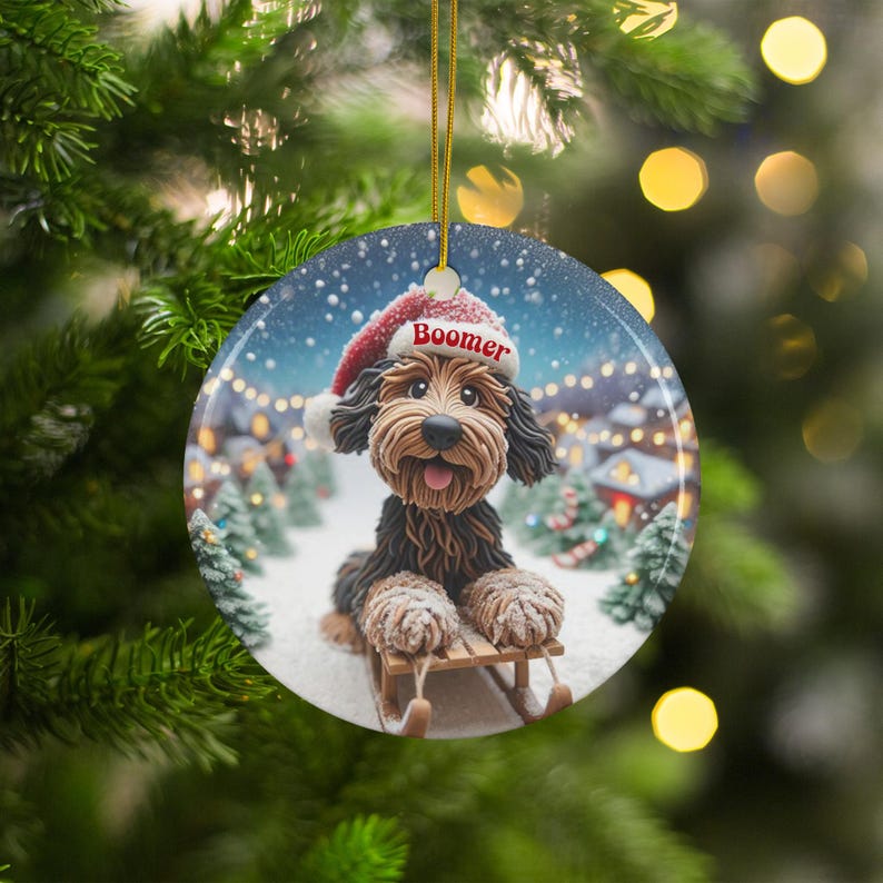 Personalized Dog Christmas Ornament, Dog Lover Gift, Custom Pet Decoration, Holiday Tree Ornament, Pet Memorial Keepsake