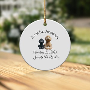 Dog Ornament Custom, Personalized Pet Adoption Keepsake | Ceramic Heirloom - Double Sided - 3 Inch Sublimation Decor image 2