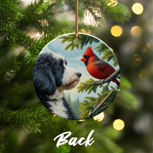 Cardinal and Bernedoodle Dog Ceramic Ornament, Oil Paint Style Design, Cardinal Lovers Gift, Mothers Day, Bird Lovers, Custom Crafted Design