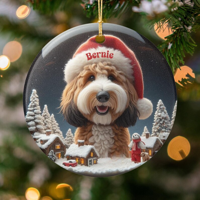 Personalized Dog Christmas Ornament, Custom Pet Ornament, Holiday Dog Decoration, Pet Keepsake, Dog Lover Gift, Christmas Tree Decor