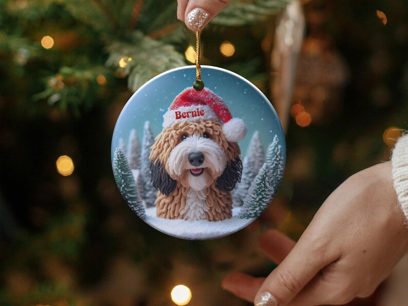 Custom Dog Christmas Ornament, Personalized Pet Holiday Decor, Cute Dog Breed Decoration, Pet Lover Gift, Christmas Tree Ornament
