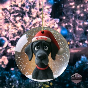 Black Great Dane Dog Ornament - Clay Style Illustration