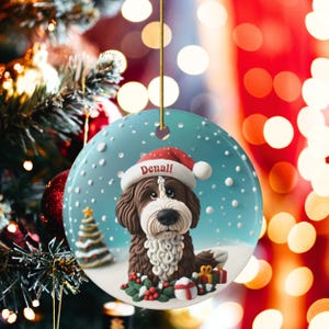 Personalized Brown Bernedoodle Christmas Ornament, Custom Dog Keepsake | Ceramic | 2.76-Inch Round Holiday Decoration, Sublimation image 6