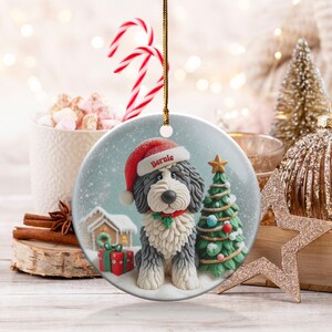 Custom Dog Ornament, Sheepadoodle Keepsake Shiny Flat | Sublimation | 3 Inch Ceramic Gift image 6