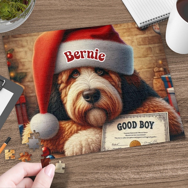 Personalized Tri-Fade Bernedoodle 252 Piece Jigsaw Puzzle-Excellent Christmas Gift for Doodle Dog Lovers In Your Life-Celebrate Your Furball