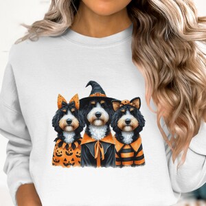 Sudadera de Halloween con diseño de Bernedoodle, disfraz de perro Doodle, regalo para amantes de los perros. imagen 4