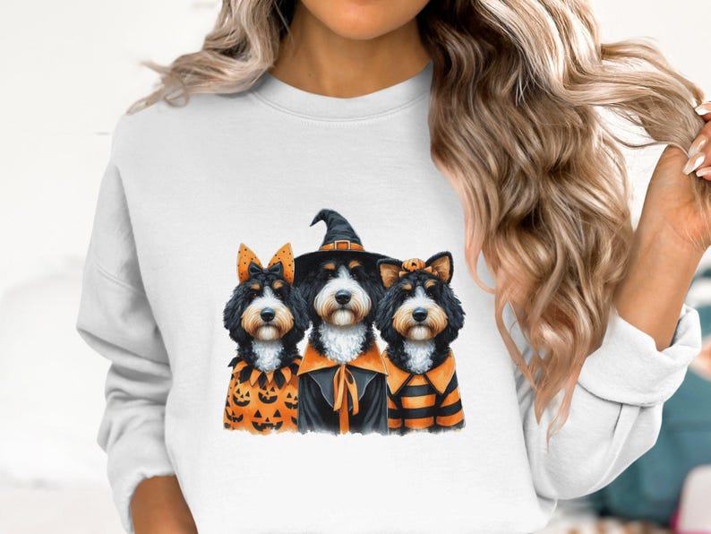 Sudadera de Halloween con diseño de Bernedoodle, disfraz de perro Doodle, regalo para amantes de los perros. imagen 4