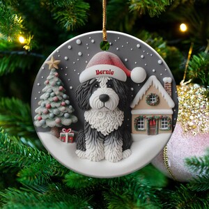 Christmas Ornament, Bernedoodle Portrait - Glossy Ceramic Keepsake | Sublimation Holiday Decor | 3 Inch Heirloom Tree Gift image 8