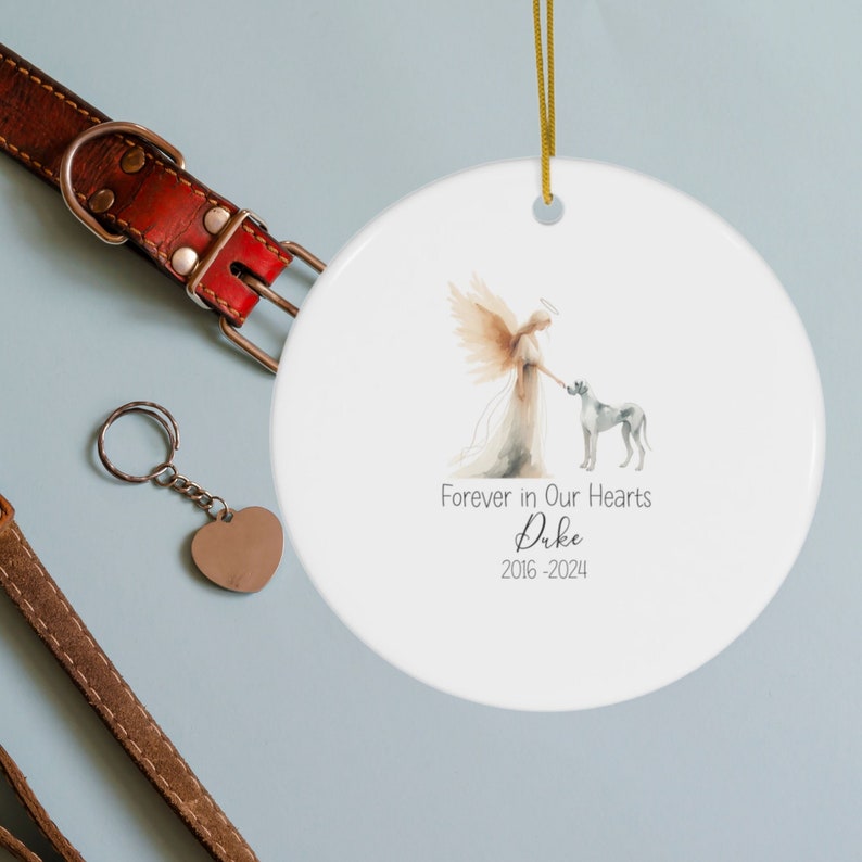 Personalized Great Dane Pet Memorial Ornament, Watercolor Design, Pet's Name Gift, Custom Pet Name Gift, Personalized Pet Tribute Ceramic Ornament, Pet Loss Gift