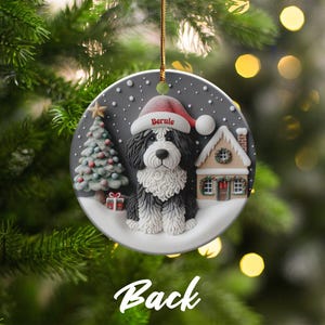 Christmas Ornament, Bernedoodle Portrait - Glossy Ceramic Keepsake | Sublimation Holiday Decor | 3 Inch Heirloom Tree Gift image 7