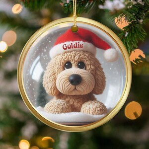 Personalized dog Christmas ornament, custom pet holiday decor, cute puppy Santa hat decoration, gift for dog lovers