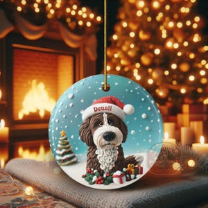 Personalized Brown Bernedoodle Christmas Ornament, Custom Dog Keepsake | Ceramic | 2.76-Inch Round Holiday Decoration, Sublimation image 13