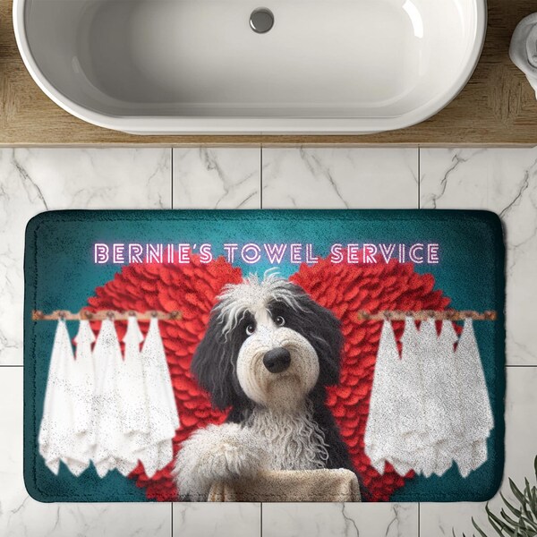 Bernedoodle Bath Mat - Personalized Bathroom Non-Slip Shower Mat