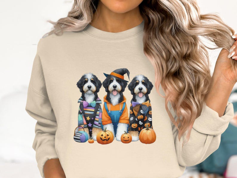 Bernedoodle Halloween Sweatshirt, Dog Lover Gift image 4