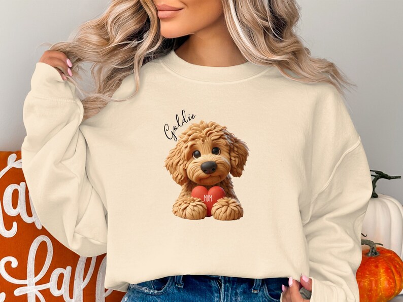 Personalized Goldendoodle Sweatshirt: Custom Doodle Dog Mom Gift image 6