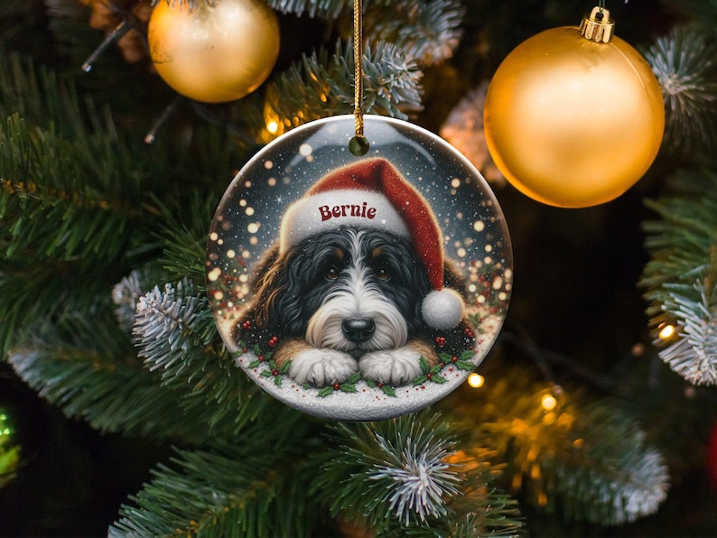 Bernedoodle Santa Ornament, Ceramic Keepsake - Sublimation Print | 3-Inch Holiday Decor | Dog Lover Gift For Christmas Tree image 10