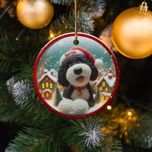 Christmas tree ornament, dog ornament, personalized pet gift, holiday decoration, custom pet Christmas decor, festive tree hanging