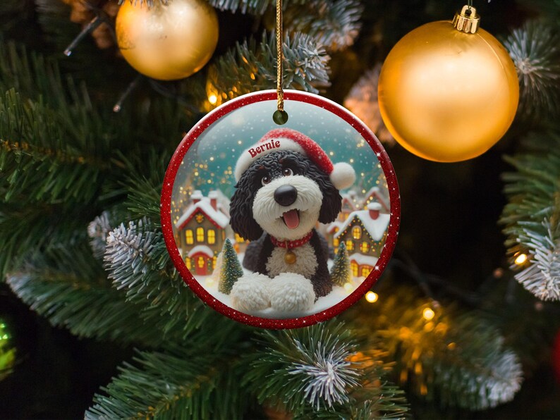 Christmas tree ornament, dog ornament, personalized pet gift, holiday decoration, custom pet Christmas decor, festive tree hanging