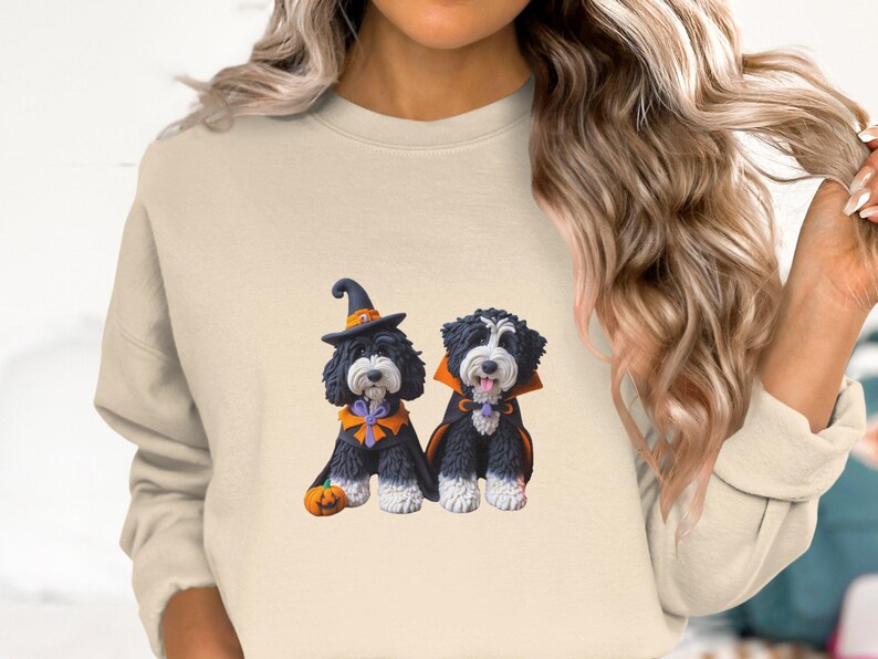 Bernedoodle Halloween Sweatshirt, Doodle Dog Costume, Pet Lover Gift image 4