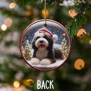Personalized Christmas Dog Ornament, Custom Pet Photo Ornament, Holiday Tree Decoration, Pet Lover Gift, Festive Dog Keepsake