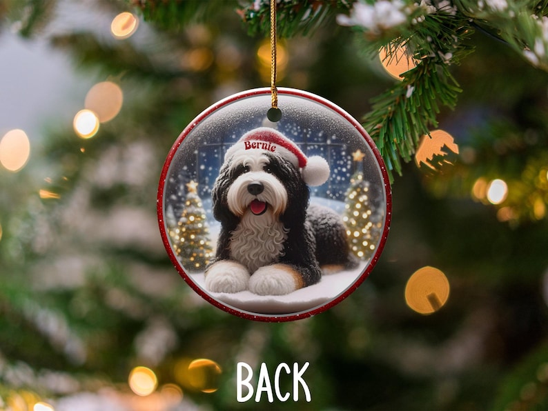 Personalized Christmas Dog Ornament, Custom Pet Photo Ornament, Holiday Tree Decoration, Pet Lover Gift, Festive Dog Keepsake
