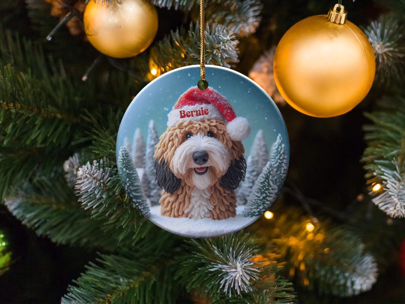 Personalized Dog Christmas Tree Ornament, Custom Pet Holiday Decoration, Unique Dog Lover Gift, Festive Canine Keepsake