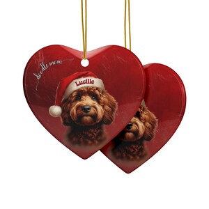 Red Golden Doodle, Personalized Heart Ornament | Sublimation Ceramic | Custom Pet Keepsake - Dog Lover Gift image 13