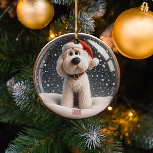 Bernedoodle Ornament, Personalized Custom Pet Keepsake | Ceramic | Double Sided Sublimation 2.76 Inch Gift image 3